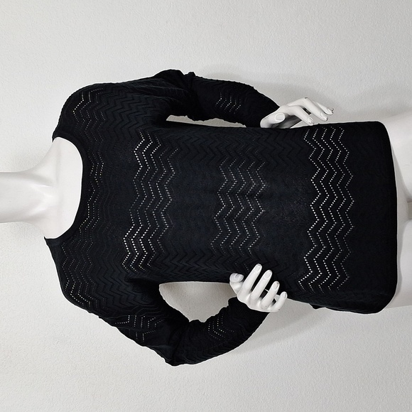 Hannah Black Whimsigoth Open Knit Long Sleeve Pullover Hi-Low Sweater Size M - Picture 1 of 12